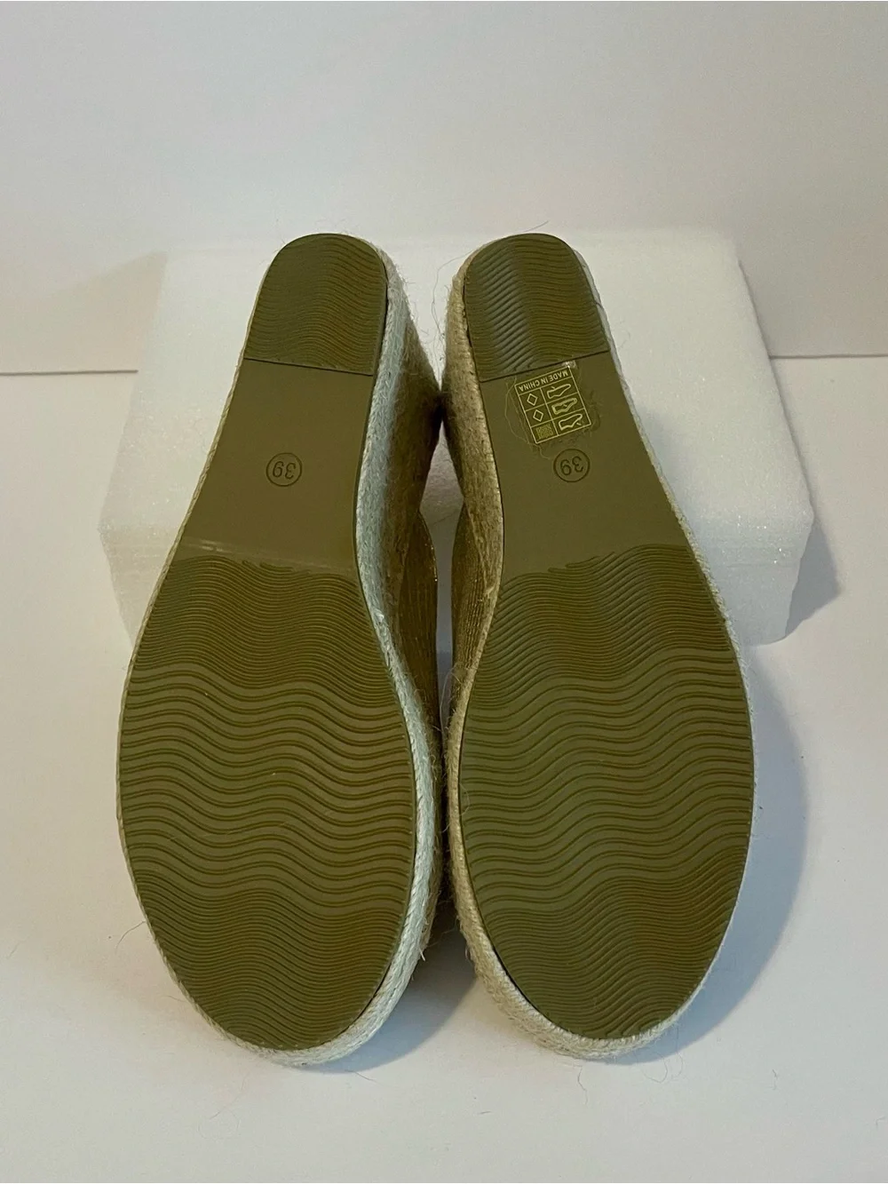 Light Gold Metallic Wedge Espadrille Sandals